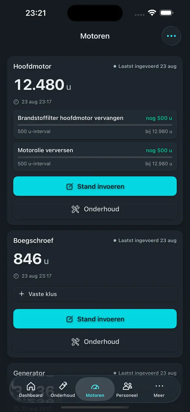 Motoren in de iPhone-app