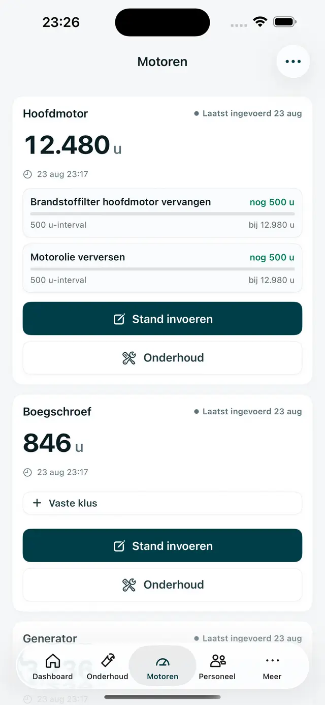 Motoren in de iPhone-app