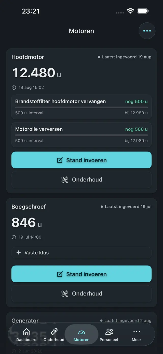 Urenstand invoeren. in de iPhone-app
