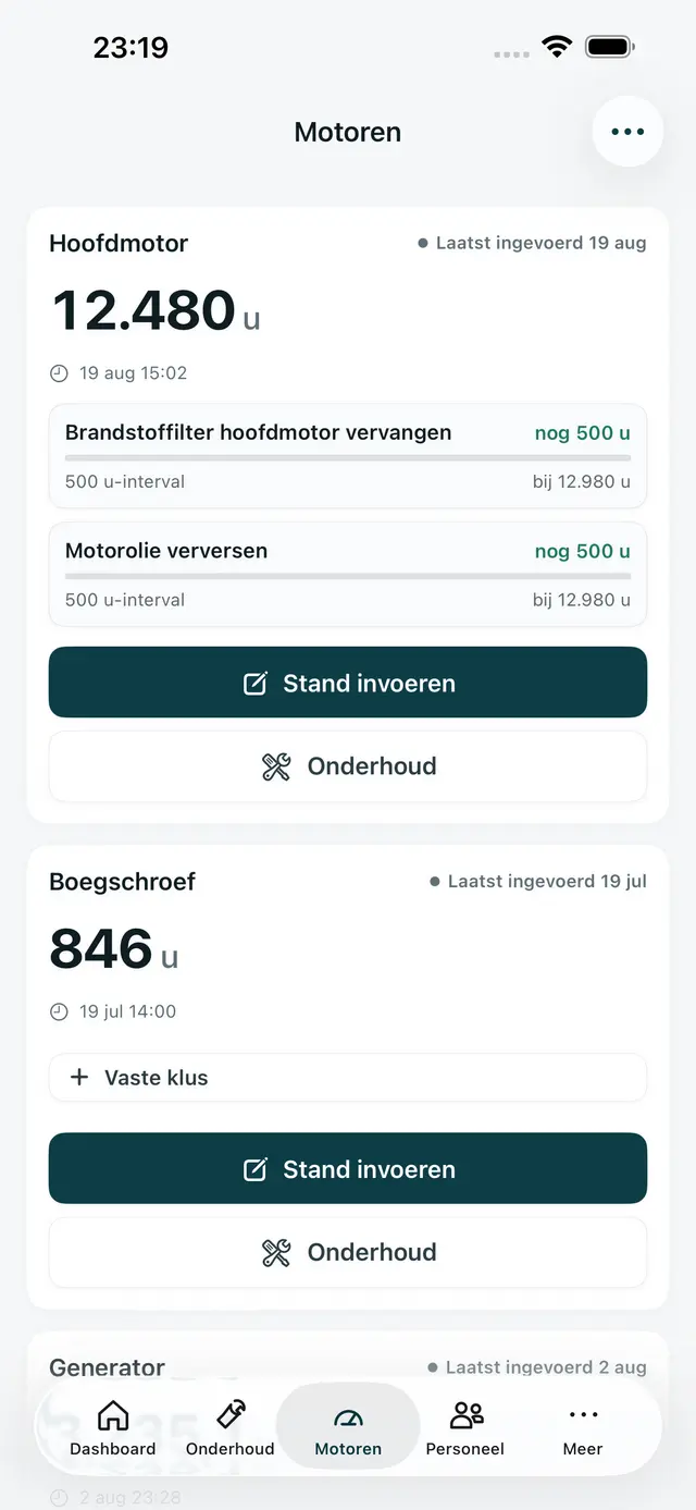 Urenstand invoeren. in de iPhone-app