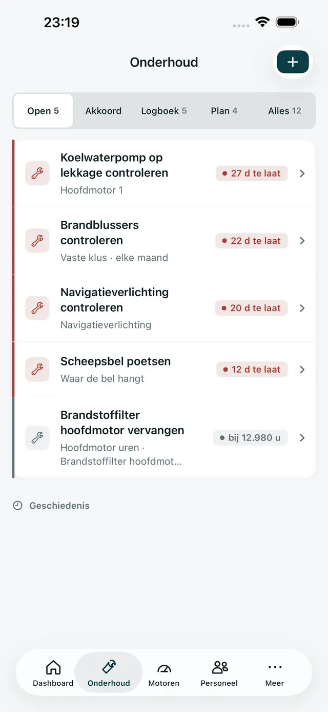 Open klussen in de iPhone-app, te laat bovenaan