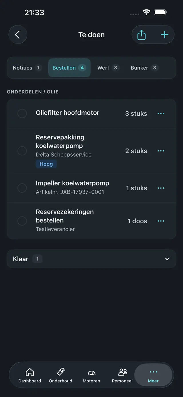 De bestellijst bijwerken. in de iPhone-app