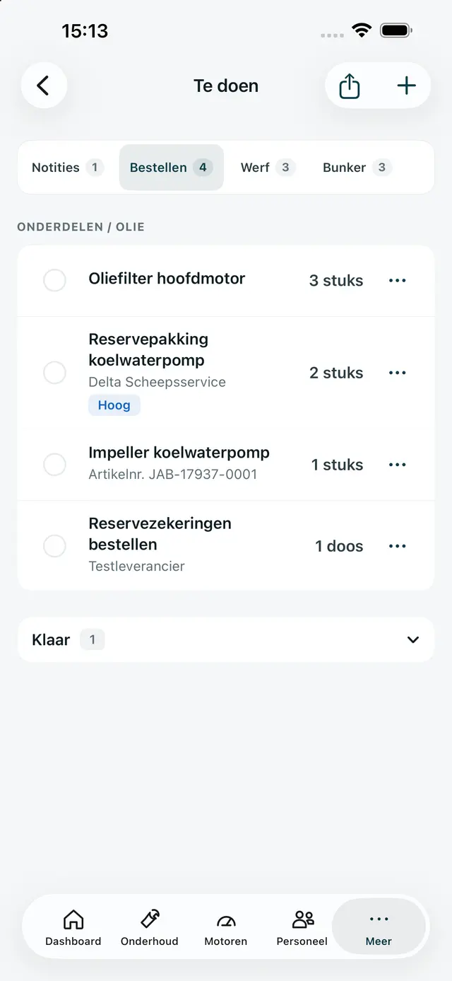 De bestellijst bijwerken. in de iPhone-app