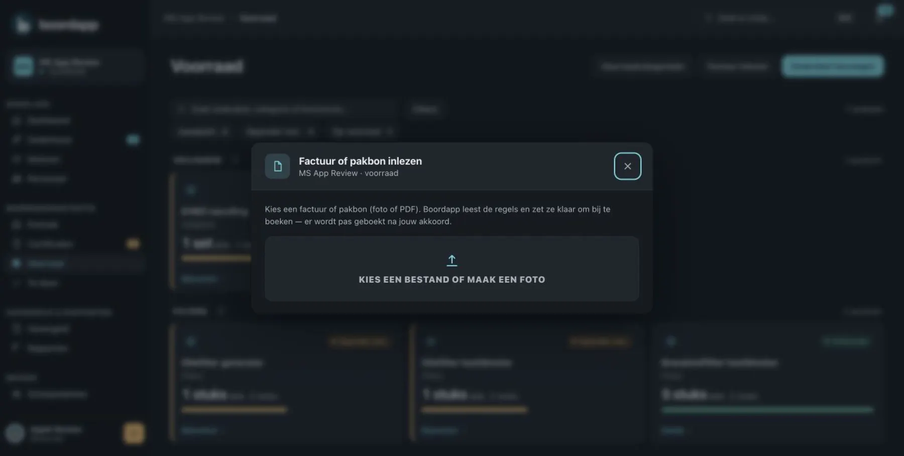 Documentherkenning in Boordapp