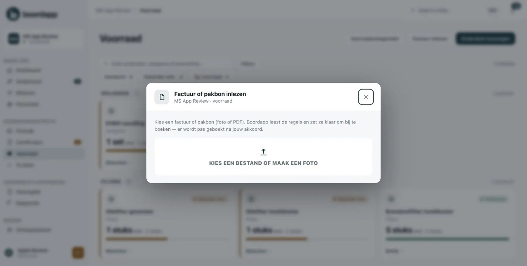 Documentherkenning in Boordapp